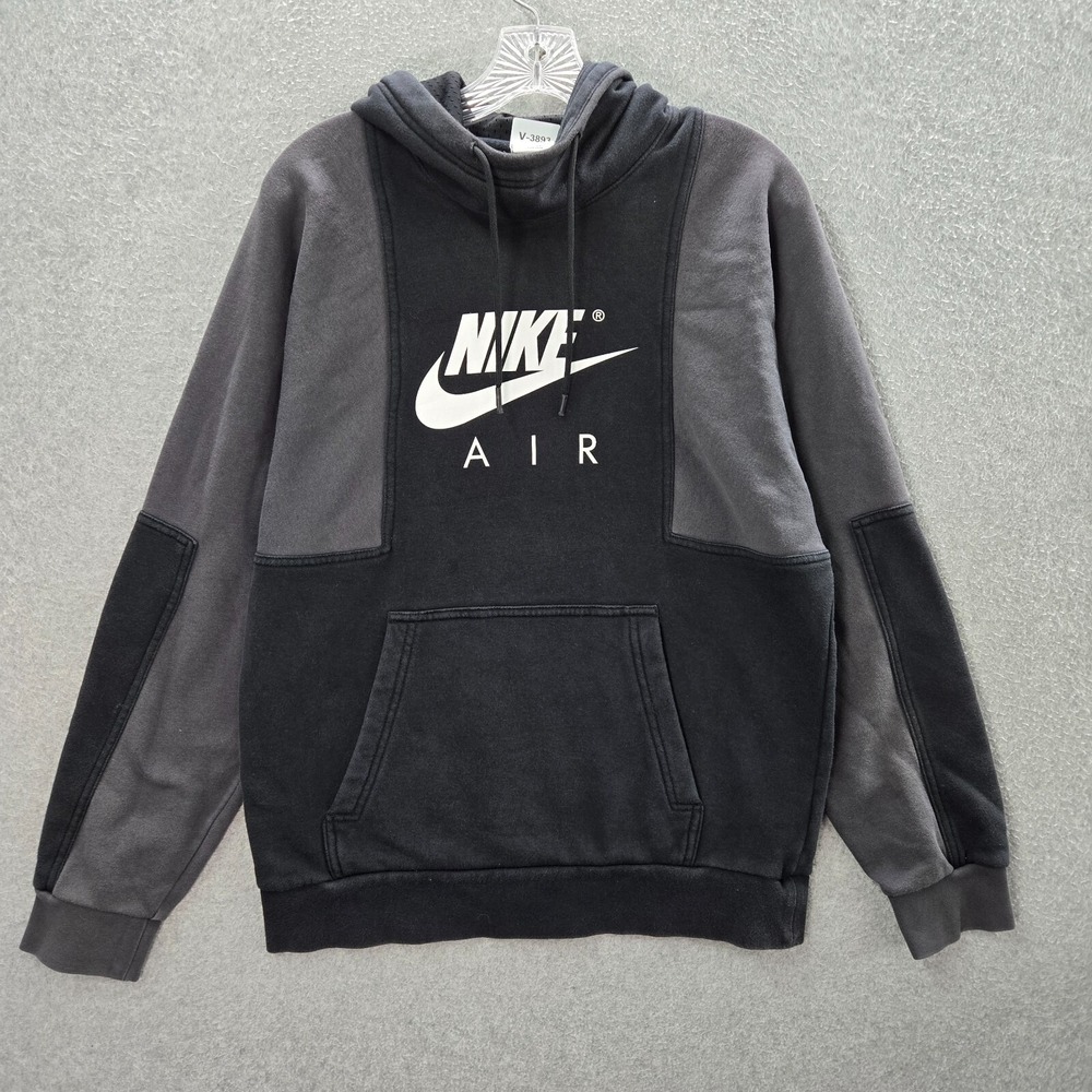 Nike Men Sweatshirt Small‎ Black Colorblock Hoodie Fleece Swoosh Air Logo Pocket